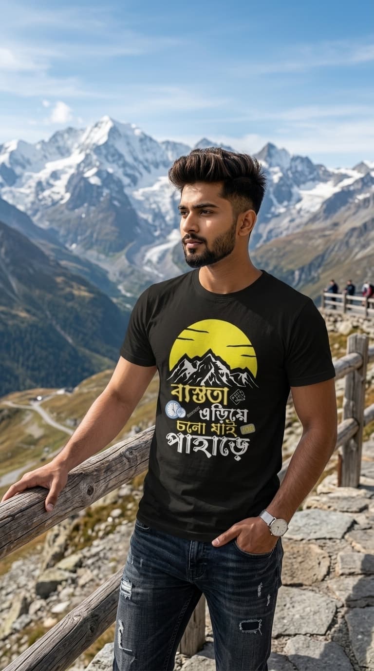 চলো  যাই পাহাড়ে Cholo Jai Pahare Bengali Graphic Tee 0