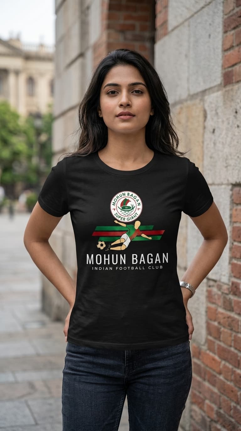 Mohun Bagan Fan Bengali Graphic T-Shirt – 180 GSM Bio Wash Premium Cotton Regular Fit Teees
