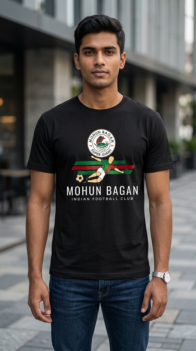 Mohun Bagan Fan Bengali Graphic T-Shirt – 180 GSM Bio Wash Premium Cotton Regular Fit Teees 1