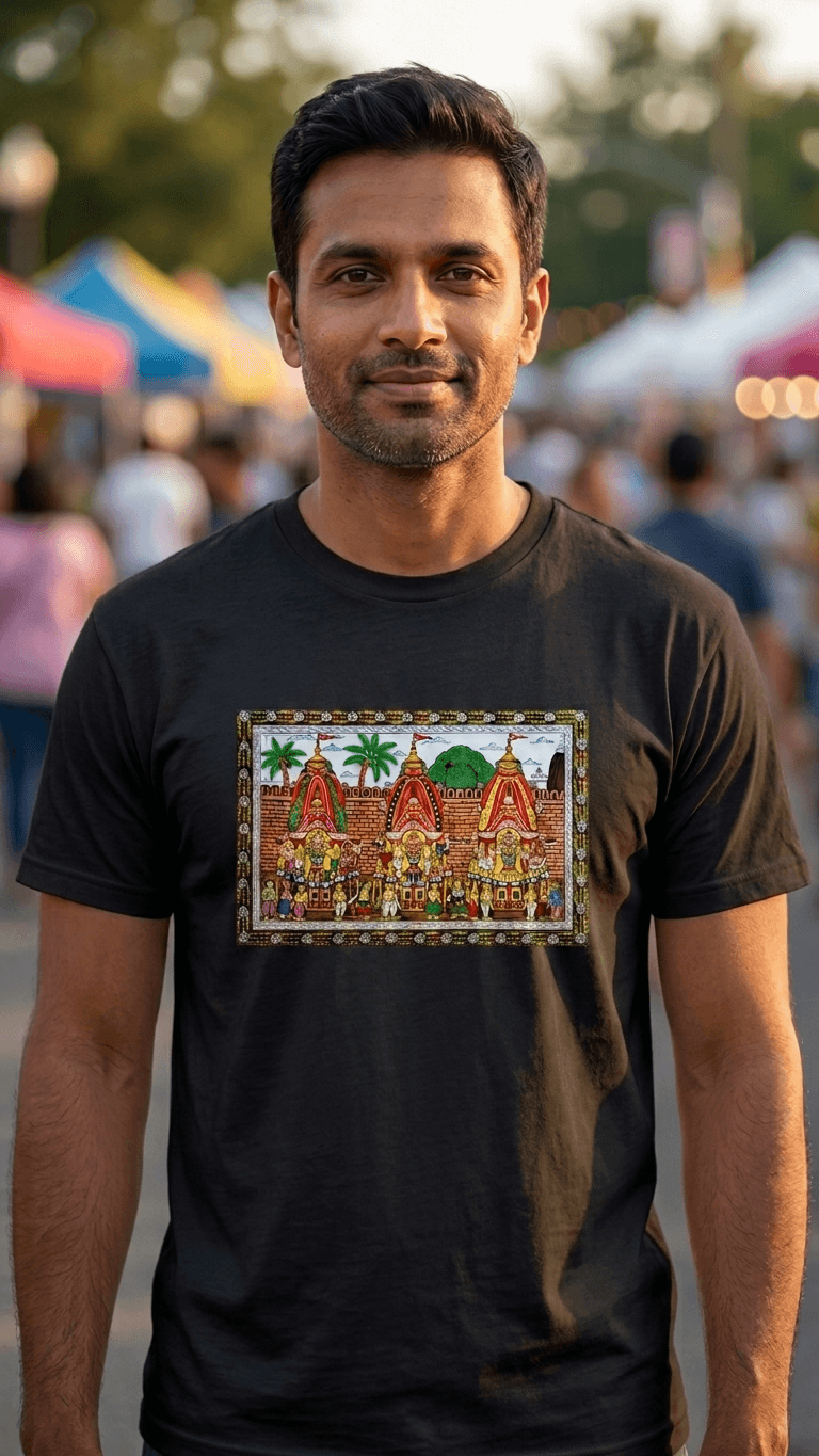 Jagannath Rath — Rath Yatra Chariot Devotional Graphic T-Shirt | Premium Cotton Casual Spiritual Tee 0