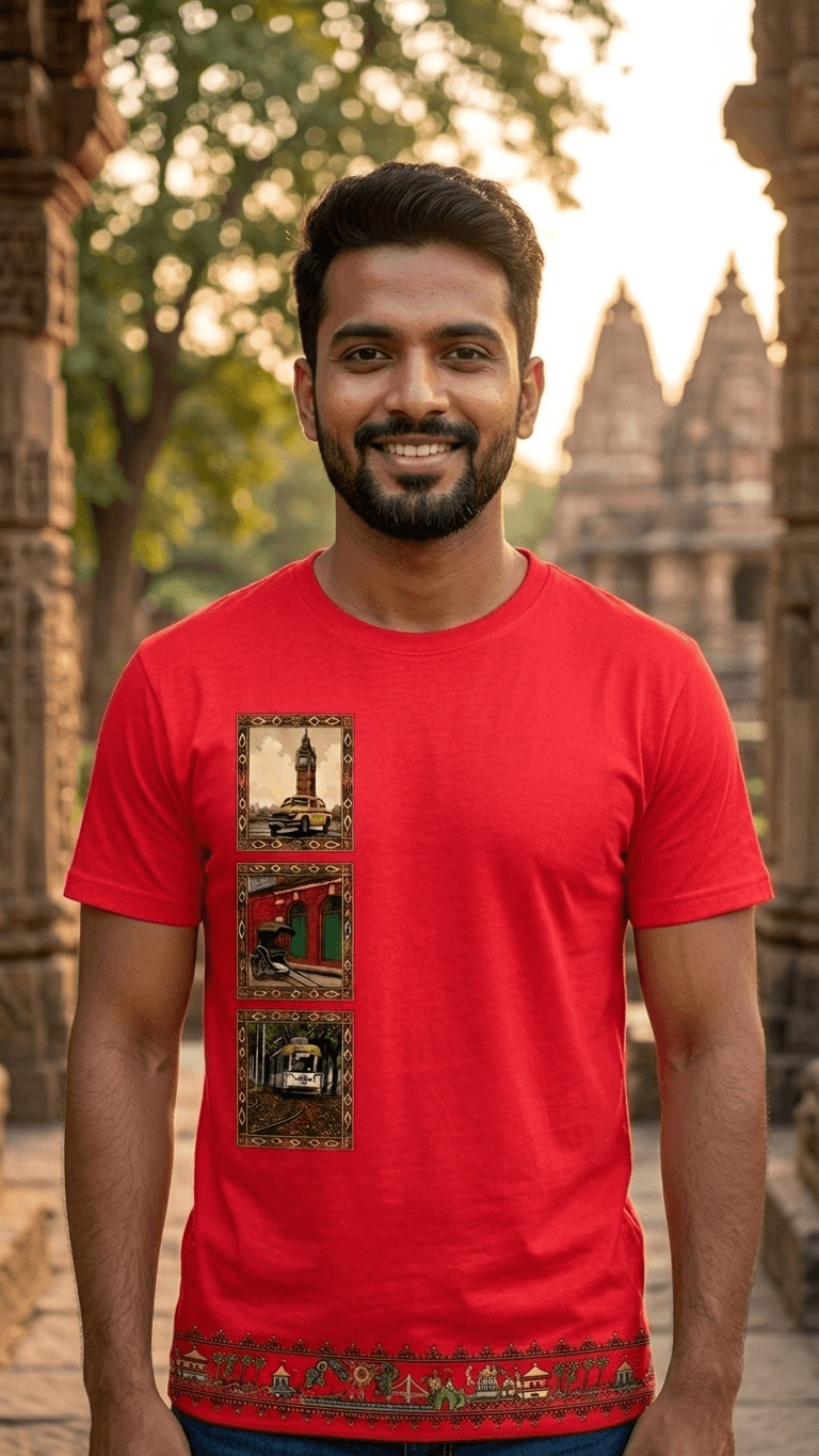 Kolkata Heritage Printed Tee – Premium Cotton  0