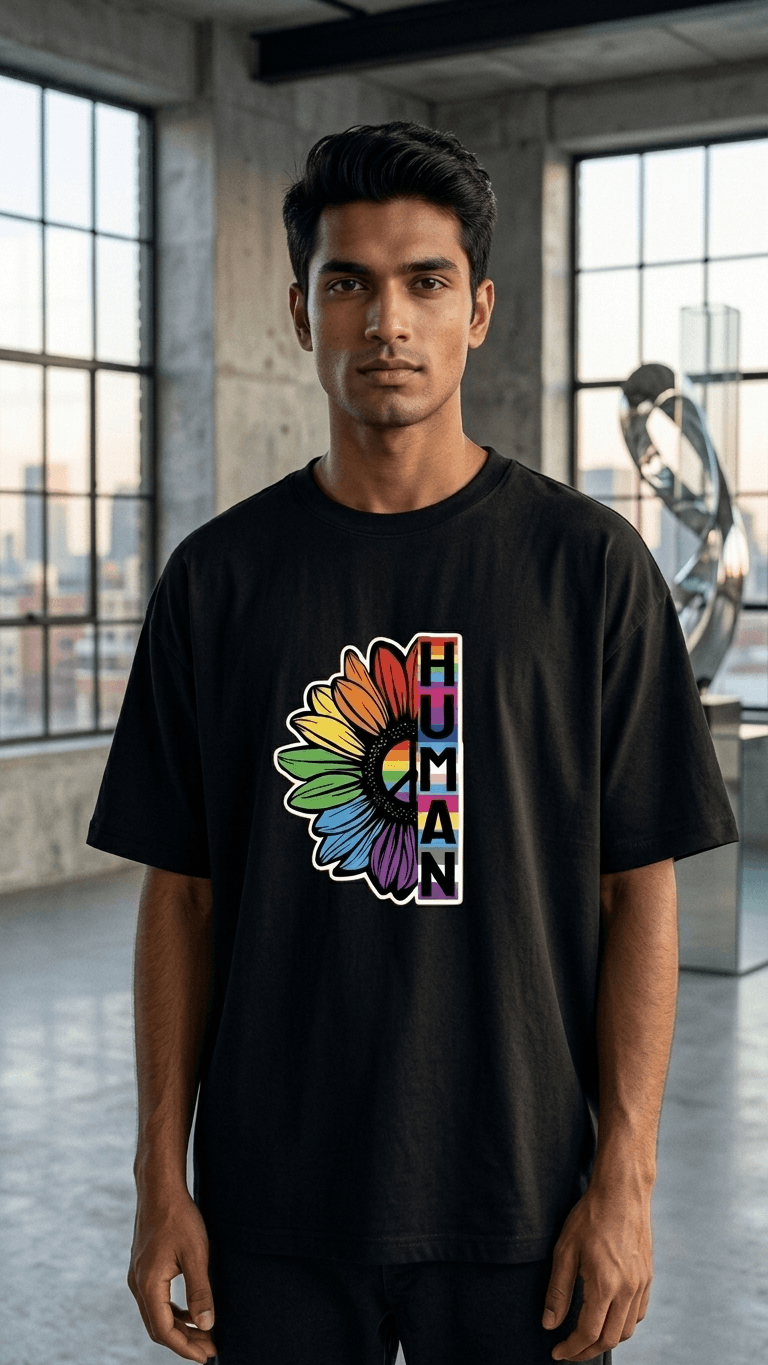Be Human Pride Typography T-Shirt | LGBTQ+ Tee for Pride Month 