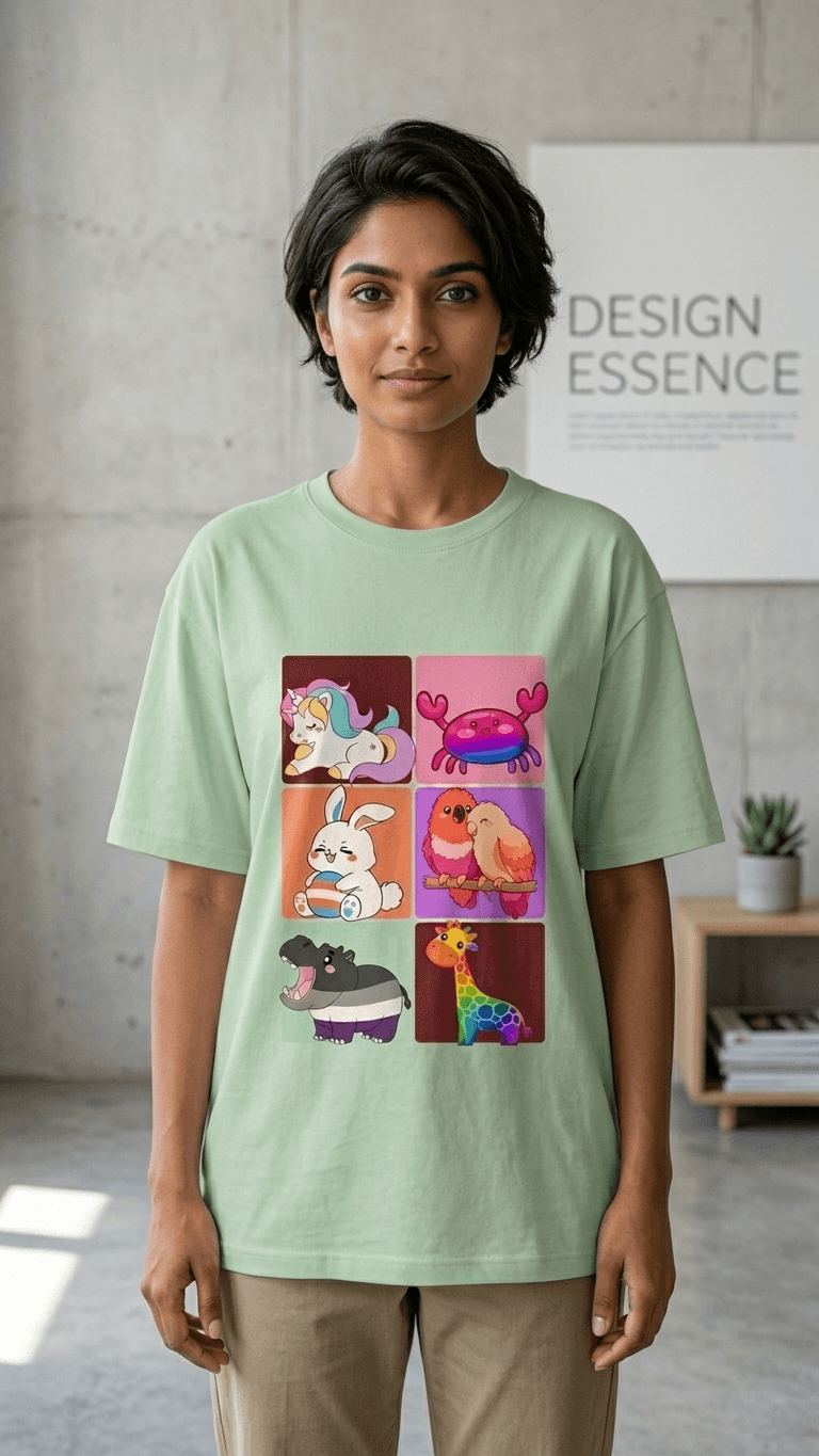 Pride Comic Panel — 6-Panel Animal & Creature Oversized T-Shirt | Street Graphic Tee