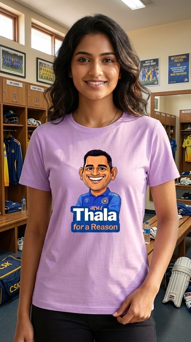 Thala for a Reason Cricket T-Shirt – Premium Cotton Purple Round Neck Fan Graphic Tee