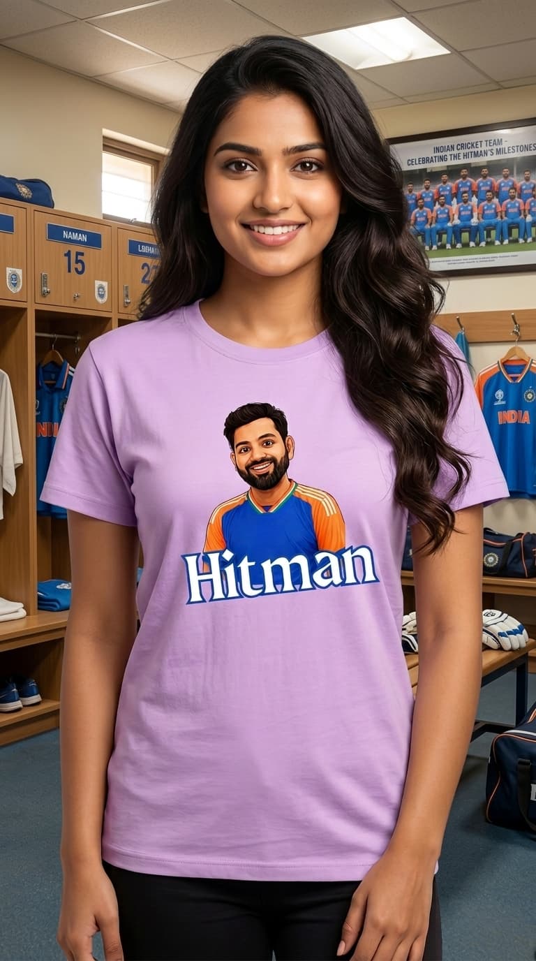 Hitman Cricket Fan T-Shirt – Premium Cotton Purple Round Neck Sports Graphic Tee