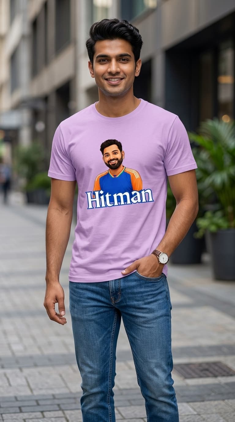 Hitman Cricket Fan T-Shirt – Premium Cotton Purple Round Neck Sports Graphic Tee 1