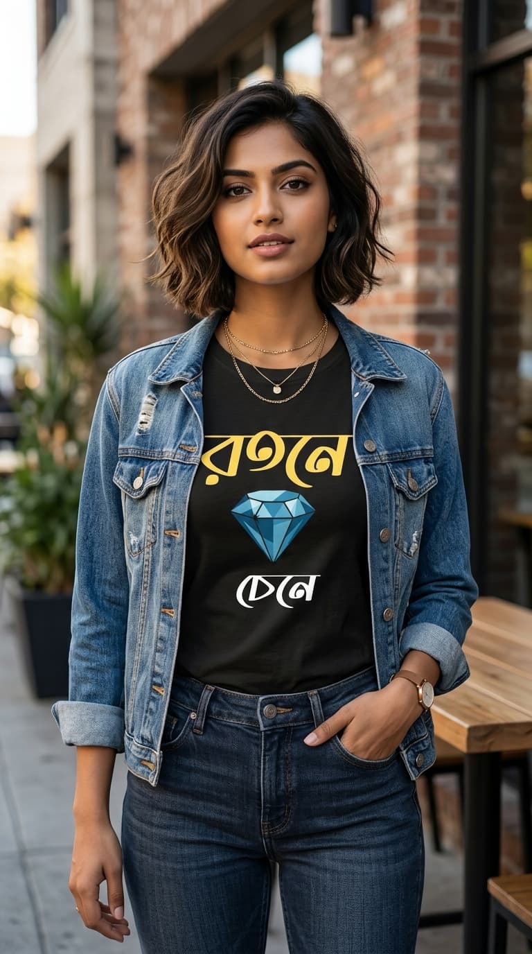 Bengali “Rotone Chene” Diamond Graphic T-Shirt – Premium Cotton Black Round Neck Tee 1