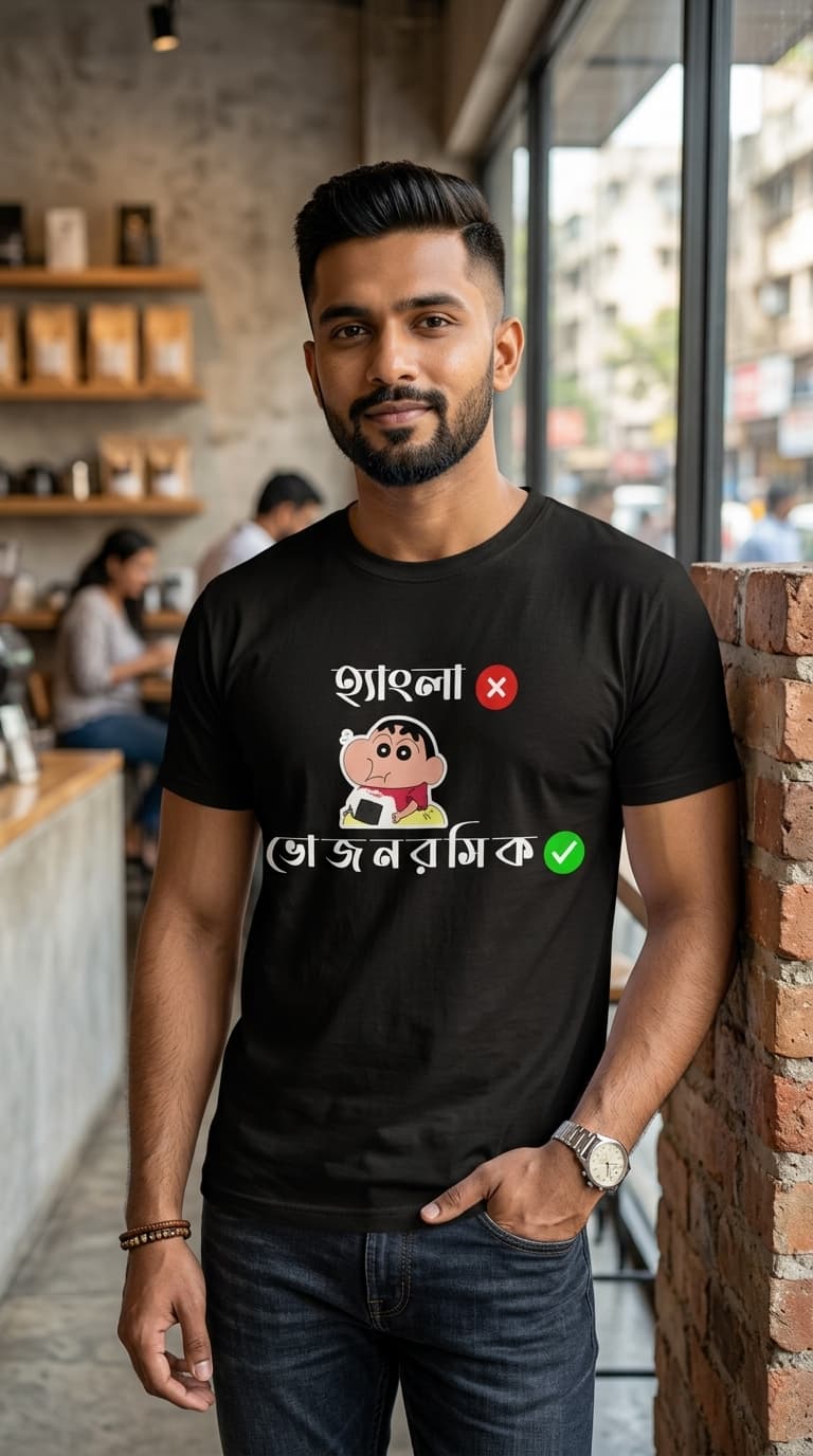 “Bangla X Bajnobisk ” Shinchan Graphic T-Shirt – Premium Cotton Round Neck Tees 1