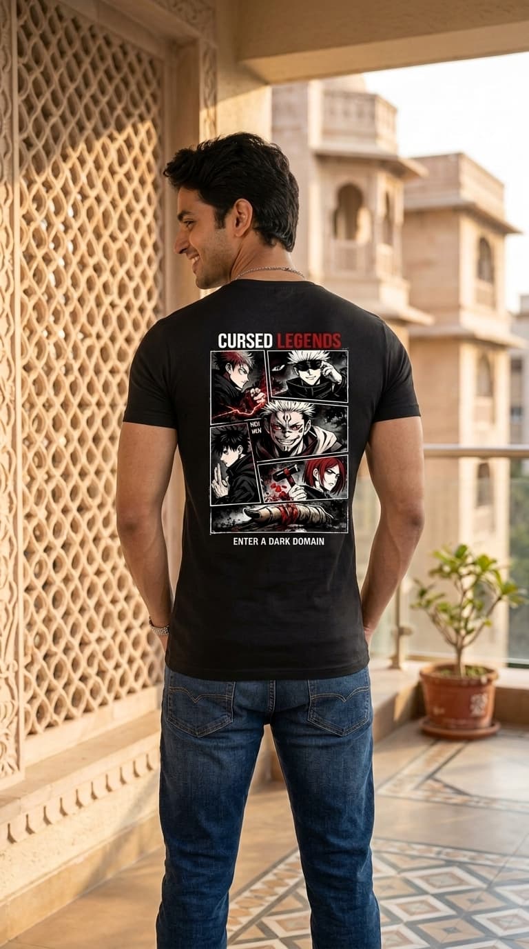 Cursed Legend Graphic T-Shirt – Premium Cotton Round Neck Otaku Streetwear Tee 0