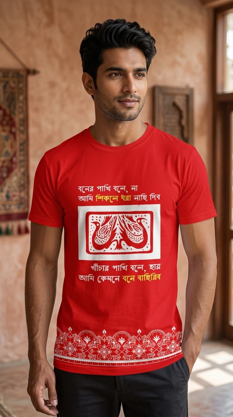 Khachar Pakhi Bangla Graphic Premium Cotton  T-Shirt – Streetwear Tee 1