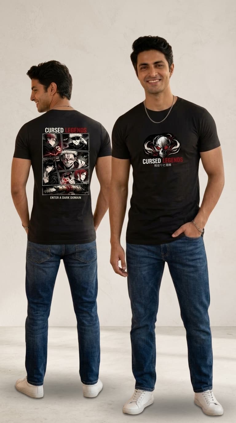 Cursed Legend Graphic T-Shirt – Premium Cotton Round Neck Otaku Streetwear Tee 2