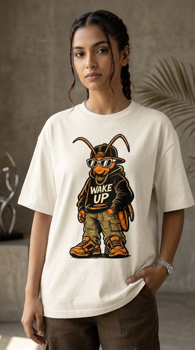 WEAK UP Cockroach Streetwear T-Shirt – Premium Cotton Graphic Statement Tee 0