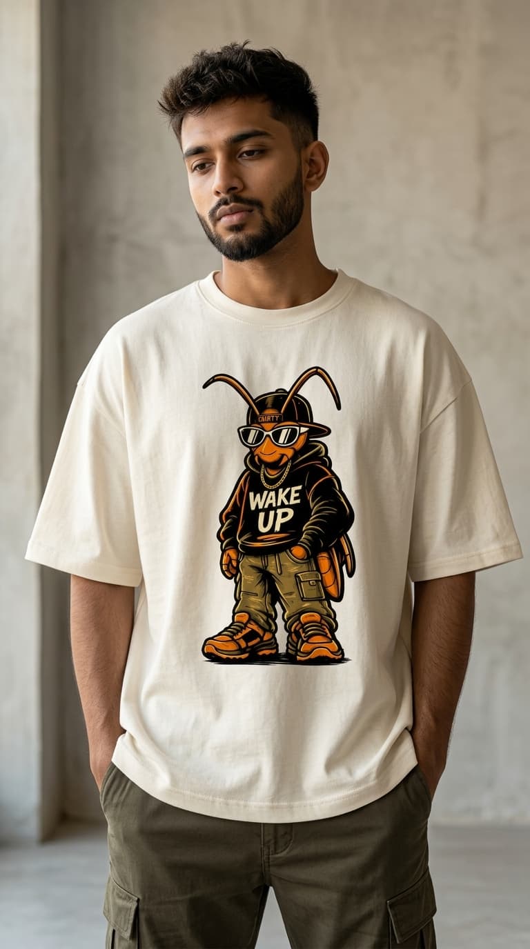 WEAK UP Cockroach Streetwear T-Shirt – Premium Cotton Graphic Statement Tee 1