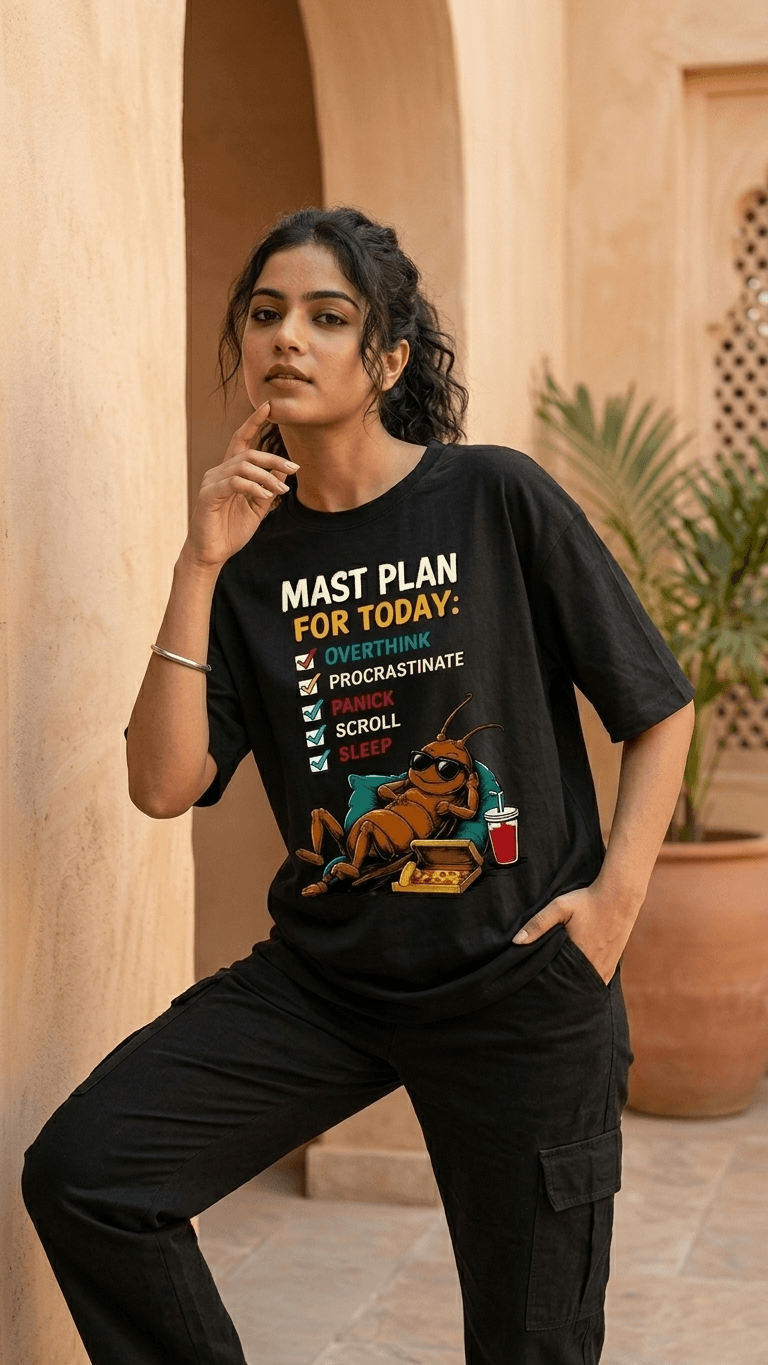 “Mast Plan for Today” Cockroach Oversized T-Shirt – Premium Cotton Streetwear Graphic Teees 0