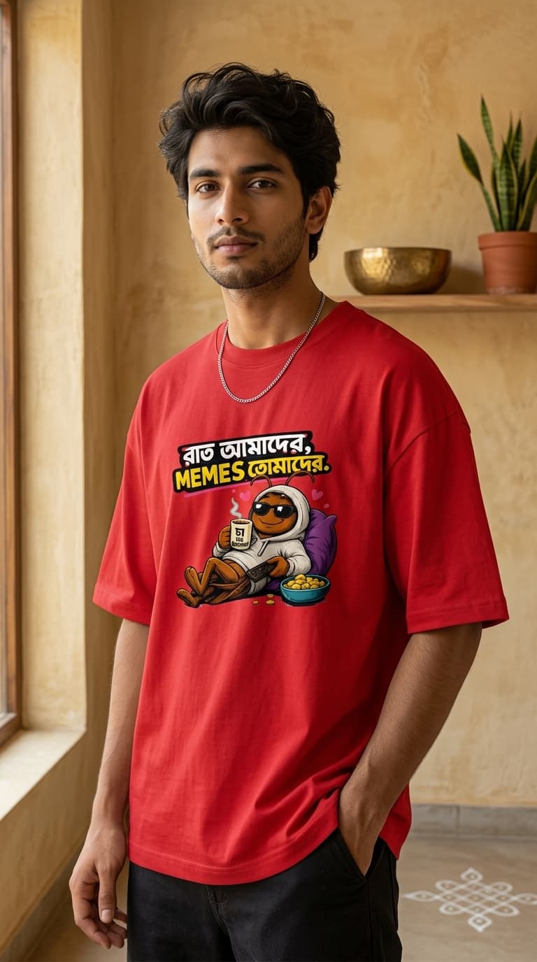 রাত আমাদের, Memes তোমাদের  Cockroach Oversized T-Shirt – Premium Cotton Streetwear Graphic Teees 1