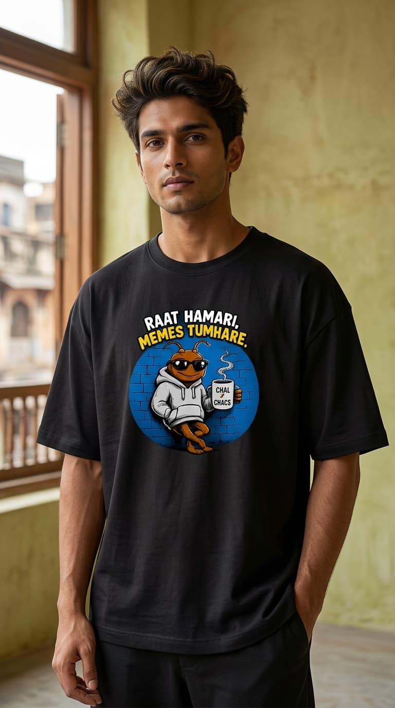 “Raat Hamari” Cockroach Oversized T-Shirt – Premium Cotton Streetwear Graphic Tee 0